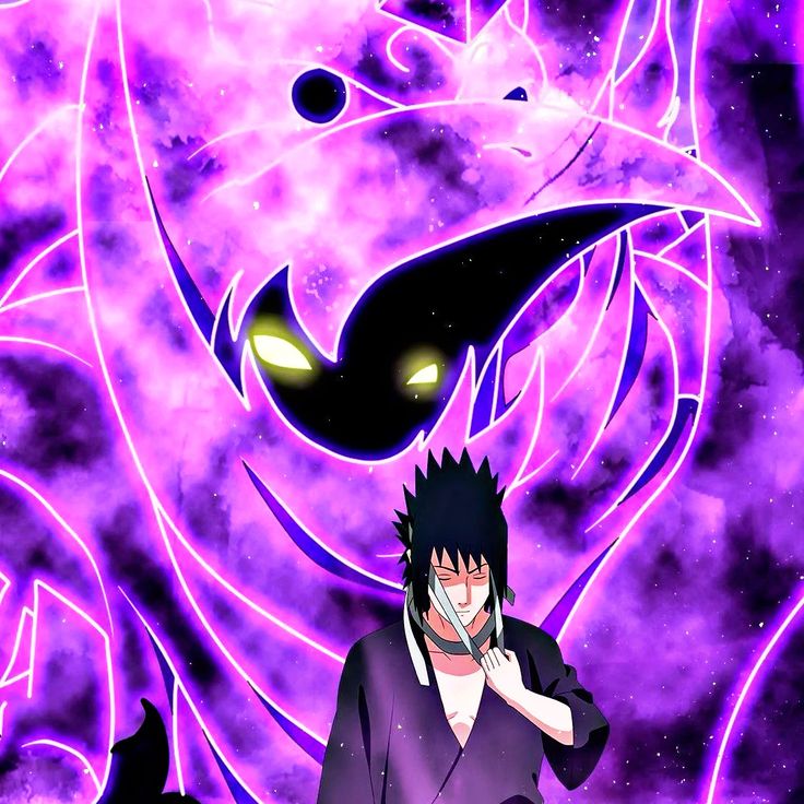 an anime character standing in front of a purple background