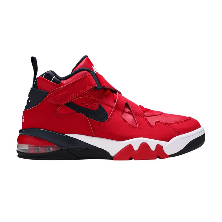 Find NIKE Air Force Max Cb 'gym on Editorialist. One of Charles Barkley's signature Force basketball shoes, the Nike Air Force Max CB is the revival of the mid-90’s classic. This 'Gym Red' variant—revealed in June 2019—pays tribute to Barkley's Houston Rockets days with a bold nubuck and leather upper, pinstriped collar and an embroidered jersey number on the pull tab. A branded TPU heel cup and crossover straps supply security. With Max Air in its heel, the midsole grants a supportive step over a herringbone rubber outsole. High-top Sportswear Sneakers With Boost Midsole, High-top Boost Midsole Sport Sneakers, High-top Sneakers With Boost Midsole For Sportswear, Sporty Low-top Sneakers For Sports Events, Low-top Running Shoes With Air Max Cushioning For Sports, Dynamic High-top Custom Sneakers For Training, Nike Air Force 1 Low-top For Sports Events, Dynamic High-top Sports Sneakers, Dynamic High-top Custom Sneakers For Sports