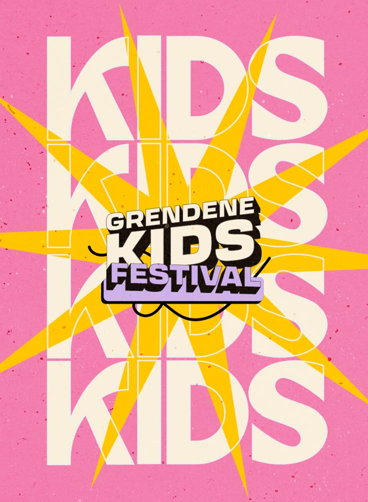 an advertisement for the grendenine kids'festival in front of a pink background