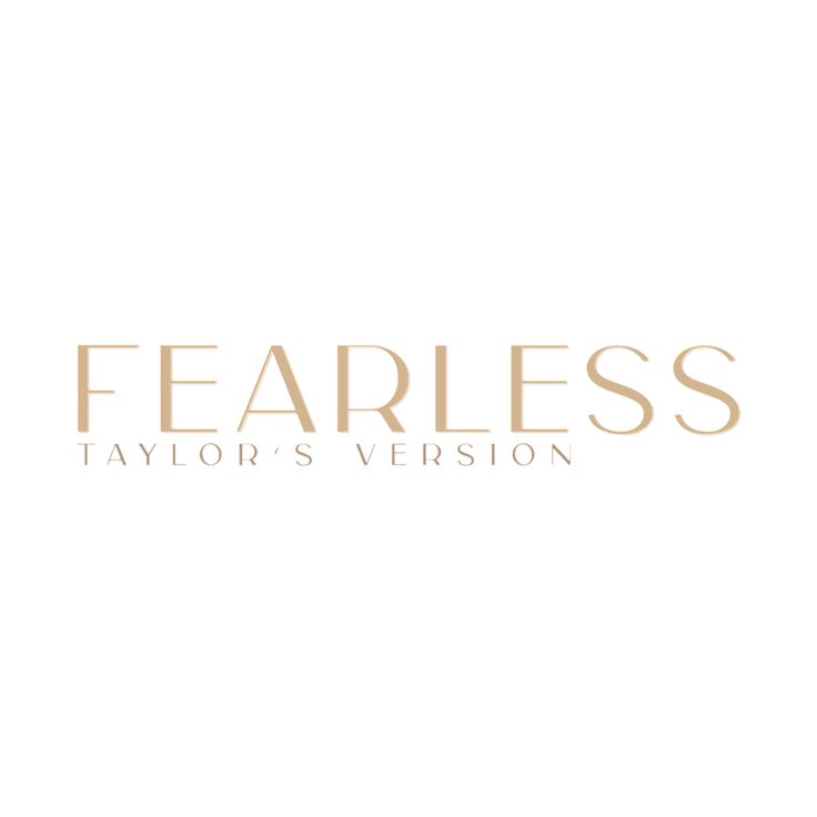 the logo for fearless taylor's version, which features gold lettering and a white background