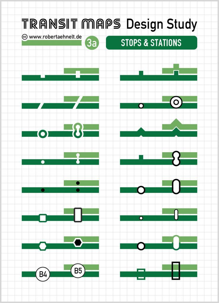 the transit map is shown in green and white, with numbers on each one side