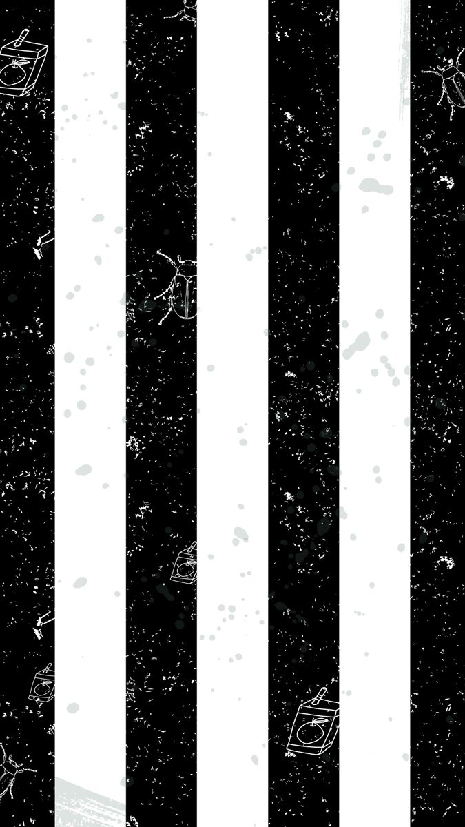 Imagem com listras verticais em preto e branco com detalhes de besouros, pingos, sujeiras, suco. Inspirado no musical beetlejuice Musical Wallpaper, Beetlejuice Fan Art, Halloween Wallpaper Iphone Backgrounds, Beetlejuice Halloween, Beautiful Wallpapers For Iphone, Scrapbook Background, Halloween Wallpaper Iphone, Graphic Wallpaper, Art Wallpaper Iphone