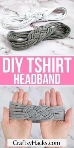 two different types of t - shirt headbands with text overlay that says diy tshirt headband