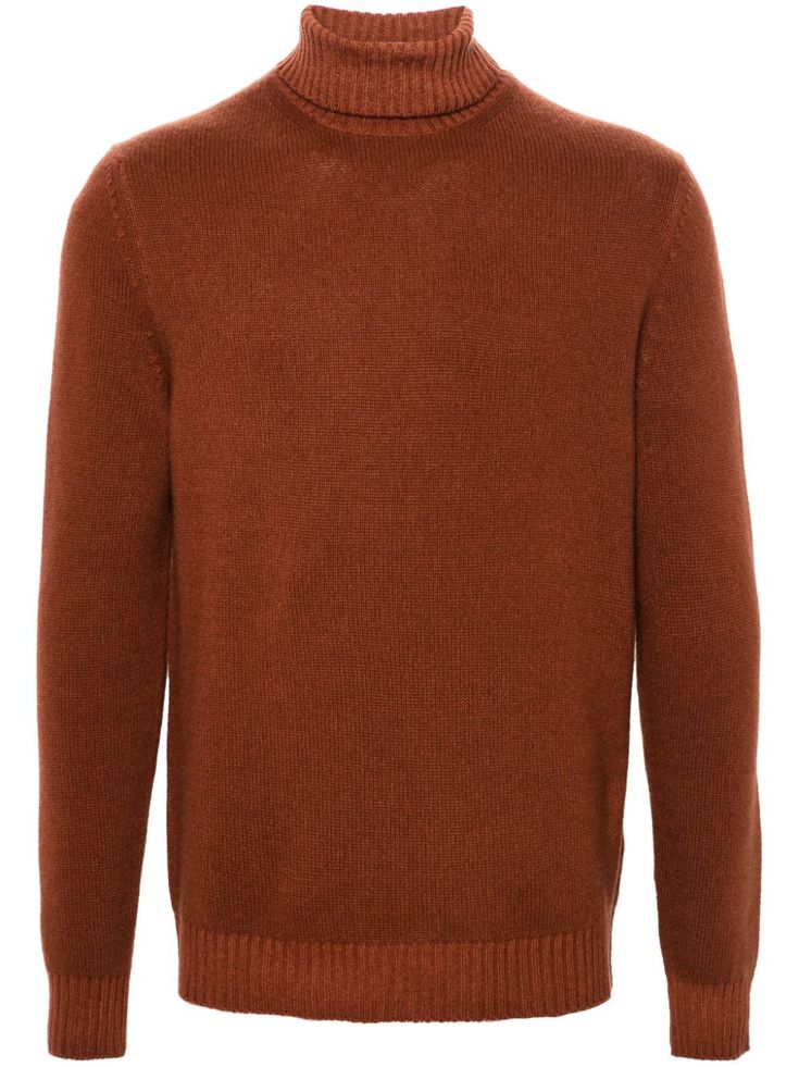 burnt orange virgin wool knitted construction roll neck long sleeves ribbed cuffs and hem Wool Jumper, City Shorts, Balenciaga Triple S, Knitwear Men, Short Suit, Roll Neck, Summer Beach Wear, Sweaters Knitwear, Light Jacket