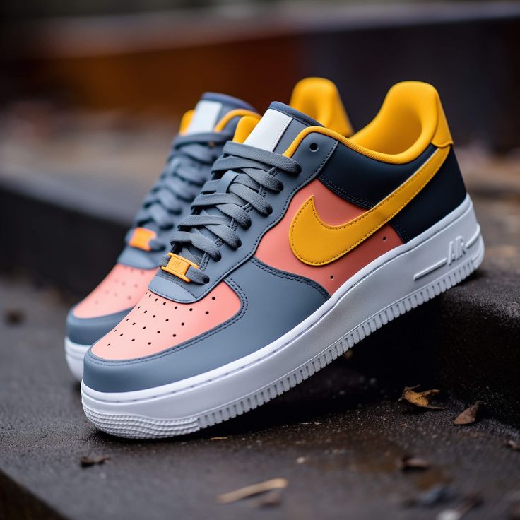 Painted Nikes, Nike Air Force 1 Custom, Air Force 1 Custom, Orange Accents, Custom Nikes, Custom Sneakers, Nike Air Force 1, Air Force 1, Nike Air Force