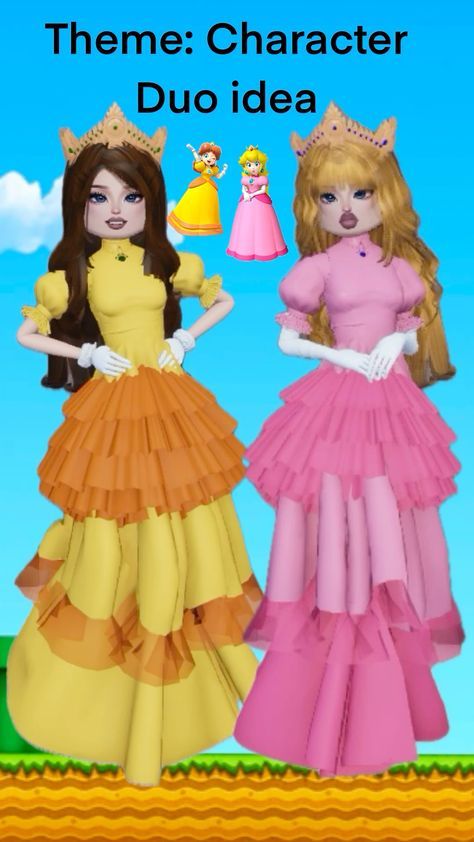 Princess Daisy Dress To Impress, Daisy Dress To Impress, Strawberry Dress To Impress, Mario And Luigi Dress To Impress, Princess Peach Dress To Impress, Mario Dress To Impress, Strawberry Shortcake Dress To Impress, Dress To Impress Princess, Dti Cosplay Fits