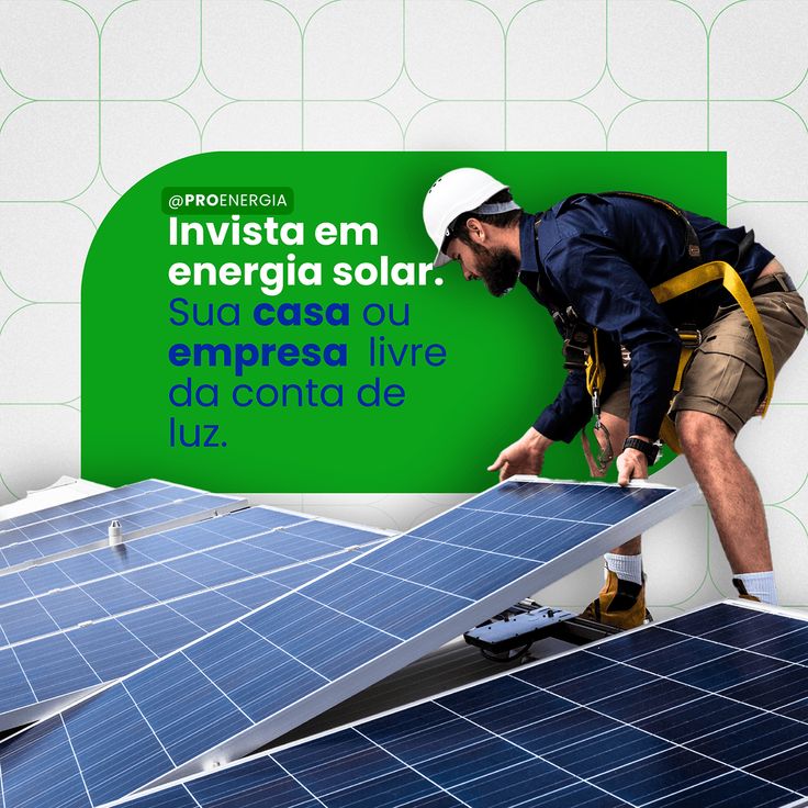 a man working on a solar panel with the words investa em energia solar