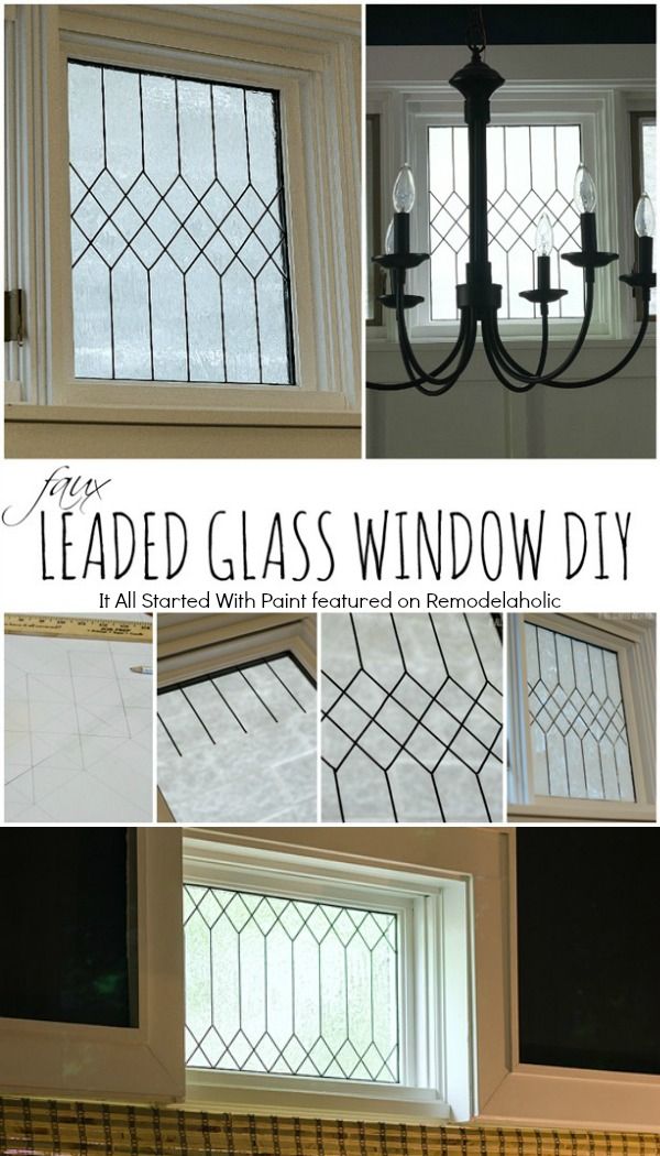 the leaded glass window diy is shown in several different styles and colors, including black or white