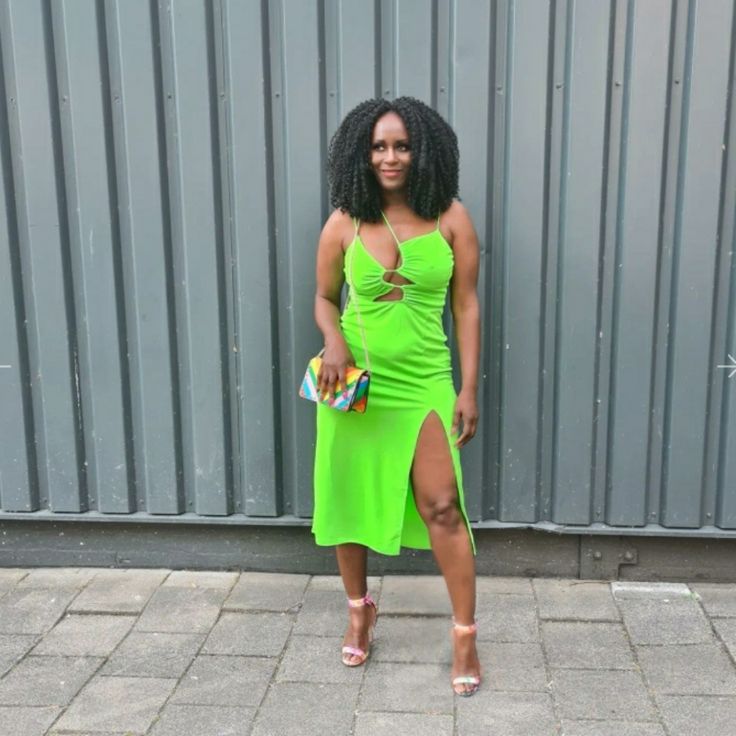 Bright Neon Green Cut Out Dress. Sold Out Online. Blogger's Favorite Summer Green Midi Dress For Party, Green Summer Party Midi Dress, Green Midi Dress For Spring Party, H&m Summer Dress For Date Night, Green Summer Midi Dress For Night Out, Summer Day Out Midi Dress By H&m, Chic Beach Midi Dress By H&m, Summer Midi Dress For Day Out By H&m, H&m Mini Dress For Spring Party