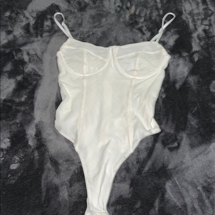 Whitish Cream Bodysuit, Only Worn Once. In Great Condition! Super Flattering And Stretchy. White Underwire Bodysuit With Built-in Bra, White Fitted Bodysuit With Built-in Bra, White Bodysuit With Built-in Underwire Bra, White High Waist Bodysuit For Night Out, White High-waist Bodysuit For Night Out, White Underwire Bodysuit For Party, White Lined Bodysuit For Night Out, Summer White Underwire Bodysuit, White Underwire Bodysuit For Summer