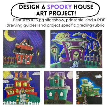 an art project for kids with pictures of houses and buildings in the night time, including a