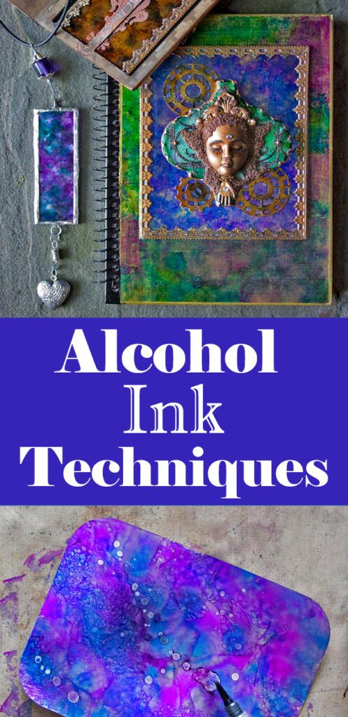 alcohol ink techniques for art and crafts with text overlay that reads alcohol ink techniques