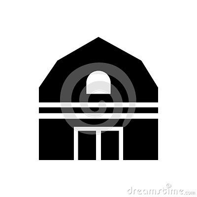 a black and white barn icon