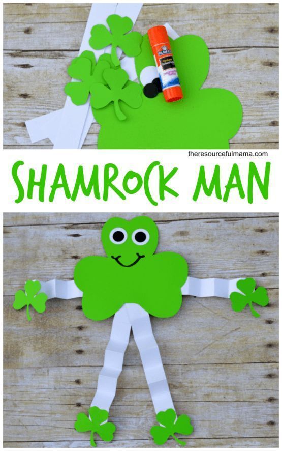 shamrock paper cut out to look like a man with the words shamrock man on it