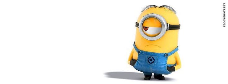 a minion is standing in front of a white background with the words despicable me on it