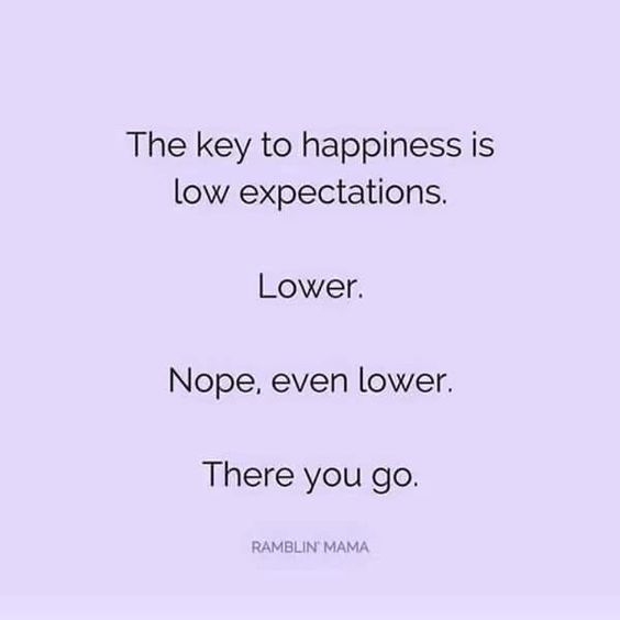 a quote that says the key to happiness is low expectations lower level nope even lower there you