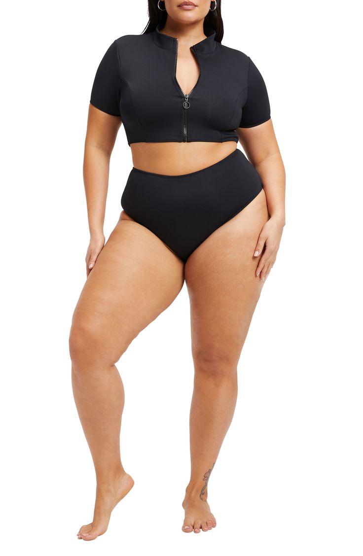 Get compression and comfort in these high-waist bikini bottoms with moderate back coverage. 78% nylon, 22% elastane Hand wash, line dry Imported Black Owned and Founded Good American, High Waist, Hand Wash, Nordstrom, High Waisted, Size Medium, Black