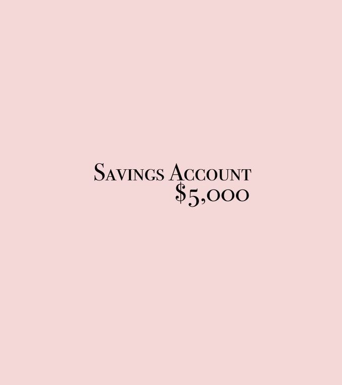 a pink background with the words savings account $ 5, 000