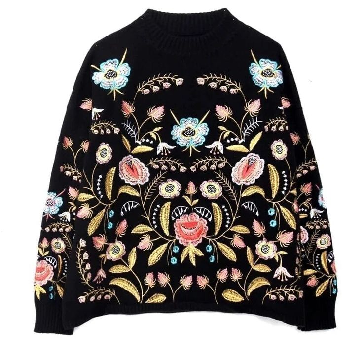 Round Collar Flowers Embroidery Long Sleeve Sweater
one size (unit:cm)
Length:53  Bust:120  Sleeve: 52  Shoulder:61  

Note: 1 inch = 2.54 cm, 1 cm = 0.39 inch Spring Jumper, Bohemian Sweater, Estilo Hippy, Pullover Mode, Embroidery Sweater, Flowers Embroidery, Embroidery Top, Embroidered Sweater, Pullover Sweater Women