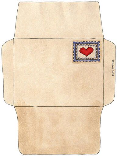 an envelope with a red heart on it