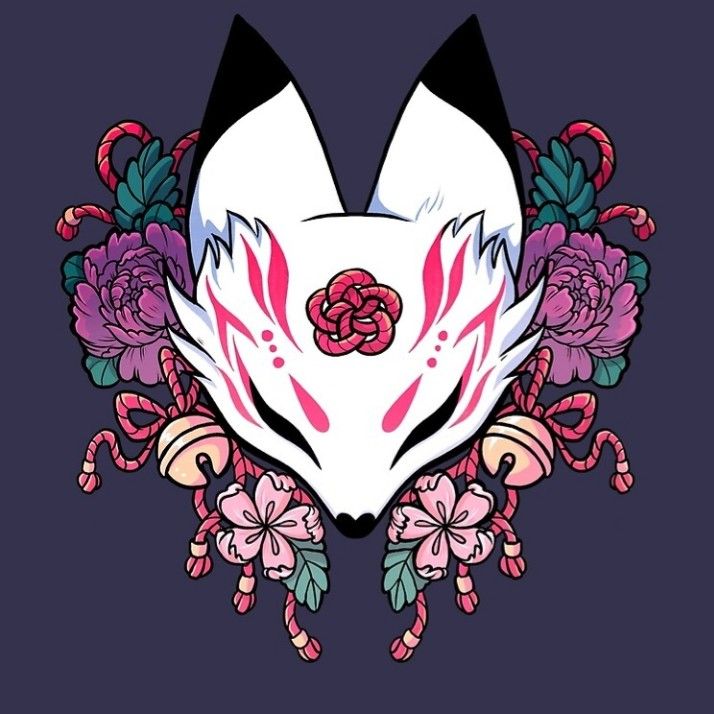 an animal mask with flowers on it's face and the word love is in the middle