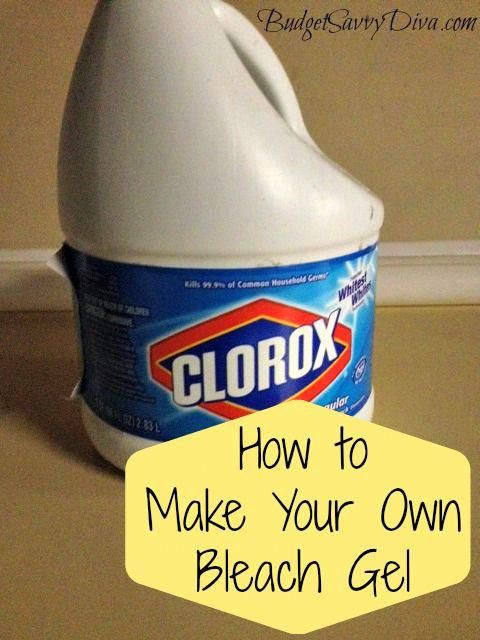 a bottle of clorox is sitting on a counter with the words how to make your own bleach gel