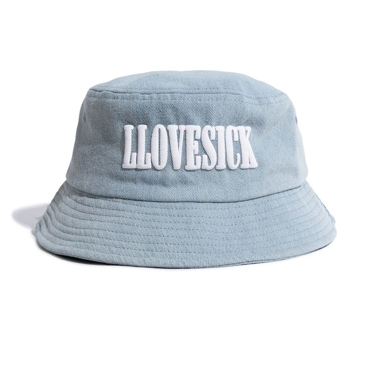 Denim Bucket Cap (Sky Denim) Casual Bucket Hat With Embroidered Logo And Short Brim, Casual Bucket Hat With Embroidered Logo, Cotton Hats With Graphic Print For Summer, Casual Bucket Hat With Embroidered Logo And Flat Brim, Summer Cotton Hats With Graphic Print, Trendy Washed Blue Cotton Hat, Casual Blue Hats With Embroidered Logo, Cotton Summer Hat With Graphic Print, Spring Washed Blue Cotton Hat