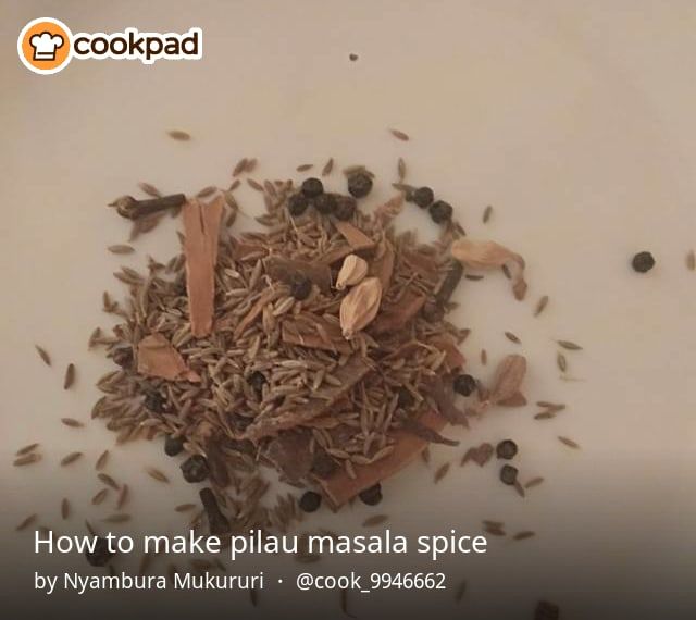 a pile of spices sitting on top of a white counter next to an advertisement that reads how to make piu masala spice