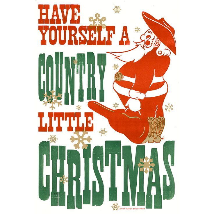 an old fashioned christmas card with santa clause on it's chest and the words, have yourself a country little christmas