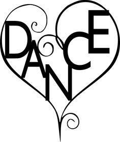 a black and white heart with the word dance in it