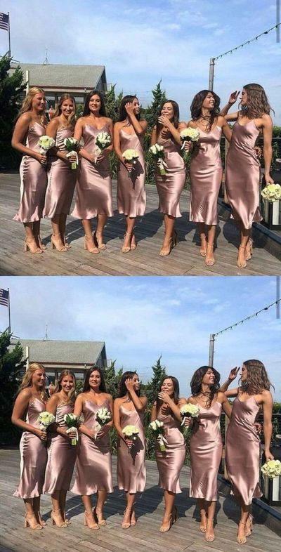 four pictures of women in different dresses posing for the camera