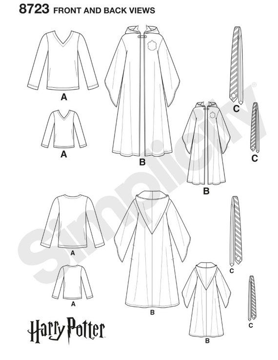 sewing pattern for harry potter robe and tie