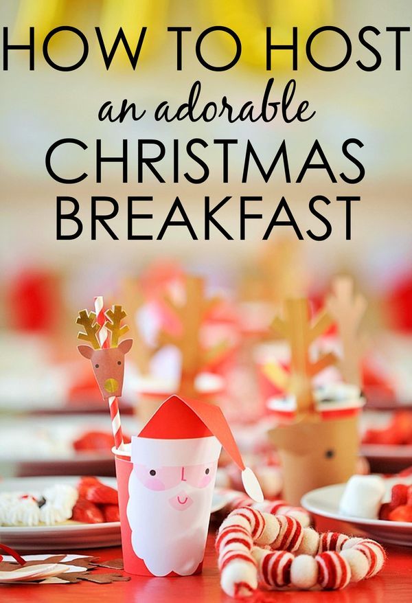 how to host an adorable christmas breakfast with santa clause and candy canes on the table