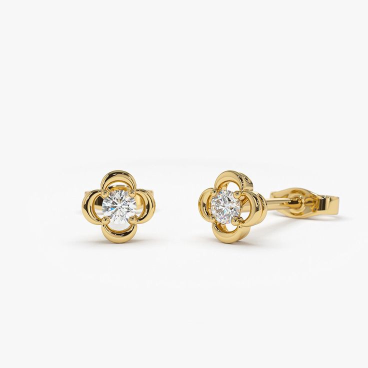 Gold Kt: 14K (also available in 18K)
Available Gold Color: Rose Gold, Yellow Gold, White Gold
Length and Width of Stud: 5.25 X 5.25MM
Round Diamonds: 2 pcs 2.5MM
Total CTW: 0.14 ctw
Diamond Color-Clarity: G Color Si Clarity

You'll look enviously stylish in these eye-catching star diamond earrings. A unique display of luxury, these diamond earrings will show off your unwavering self-confidence. The beautiful star setting features twelve individual diamonds that will make your ears sparkle. Brigh Gold Studs Earrings Indian Small Diamond, Luxury Dainty Rose Cut Diamond Earrings, Luxury Dainty Earrings With Rose Cut Diamonds, Formal 14k Gold Diamond Earrings In Flower Shape, Formal 14k Gold Diamond Earrings With Flower Shape, Formal Flower Shaped Diamond Earrings In 14k Gold, Formal 14k Gold Flower-shaped Diamond Earrings, Fine Jewelry 14k Gold Diamond Earrings With Flower Shape, 14k Gold Diamond Earrings In Flower Shape