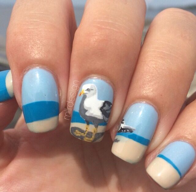 Hey Mr. Seagull! By @mllrdesign Fab Nails, Finger Nail Art, Nail Polish Art, Nails Fashion, The Paradise, China Glaze, Mani Pedi, Archipelago, Nail Lacquer