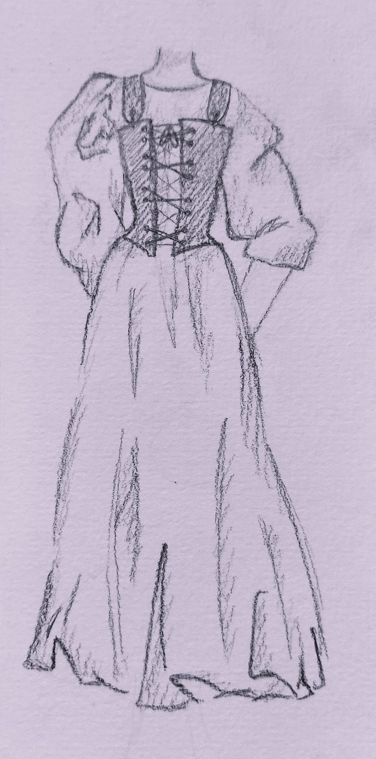 a drawing of a woman in a dress