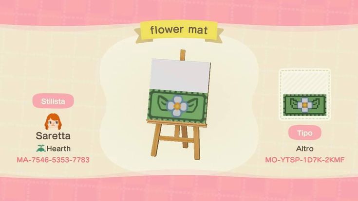 an animal crossing game with flowers and plants on the screen, including a easel