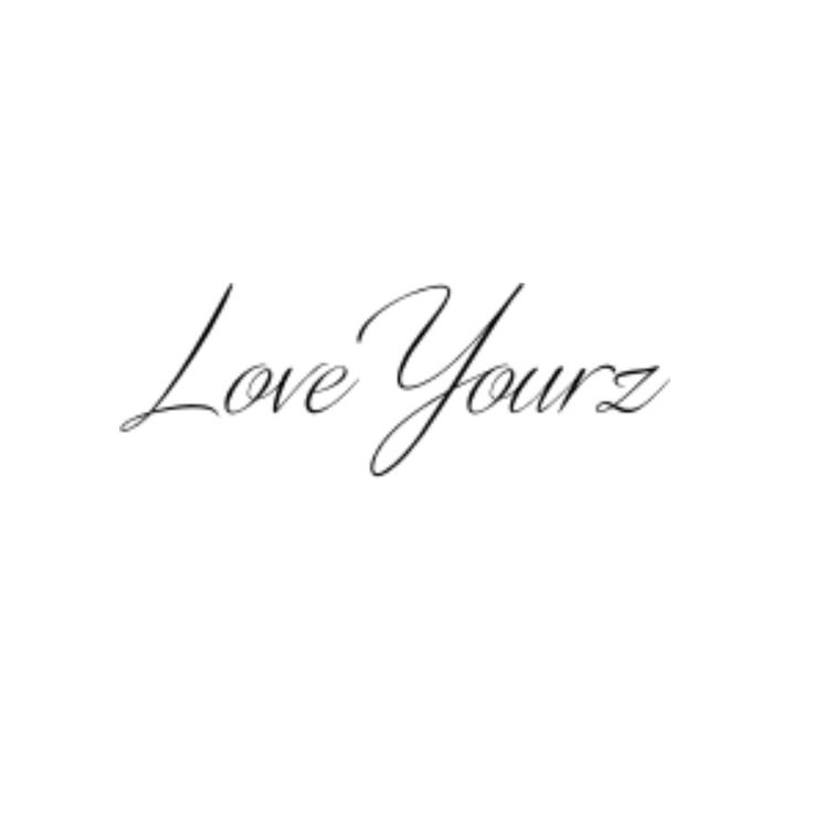 the word love youz written in cursive writing on a white background with black ink