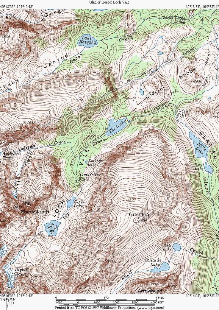 a map of the mountains and lakes in the area that is on top of it