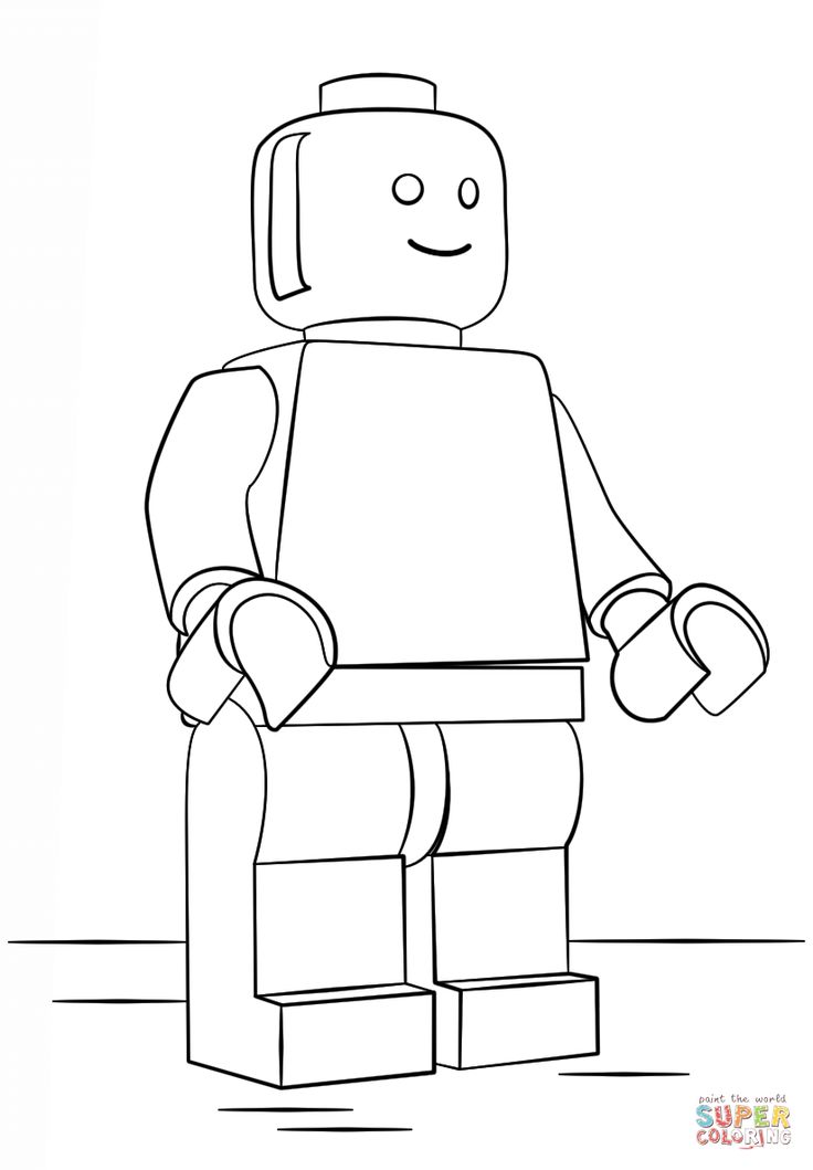 a black and white drawing of a lego man