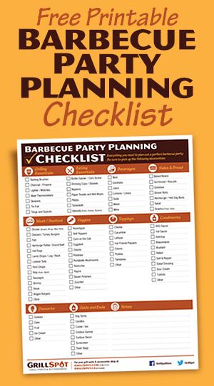 the barbecue party planning checklist is shown on an orange and yellow background with text