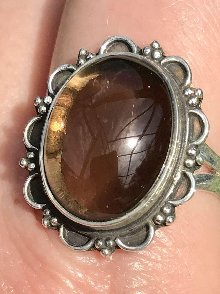 Smoky Quartz Ring Size 8 - Morganna’s Treasures Spiritual Cabochon Moonstone Ring, Spiritual Healing Rings, Large Moonstone Spiritual Ring, Adjustable Spiritual Oval Cabochon Ring, Spiritual Oval Crystal Ring With Large Stone, Brown Oval Spiritual Jewelry, Vintage Rings With Natural Stones For Healing, Spiritual Brown Oval Jewelry, Silver Crystal Ring For Healing