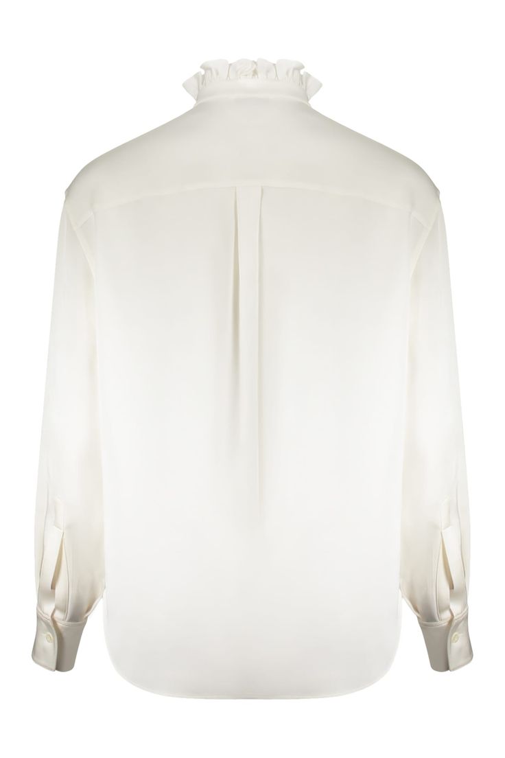 Ruffled itemrounded hem26% silk, 100% silk, 74% acetateComposition: 26% % Silk, 100% % Silk, 74% % Acetate Elegant Long Sleeve Silk Top, Classic Silk Top With Concealed Placket, Classic Silk Tops With Concealed Placket, Elegant Silk Shirt With Concealed Placket, Elegant Viscose Blouse For Daywear, Classic Semi-formal Silk Tops, Timeless Silk Shirt For Office, Classic Silk Semi-formal Tops, Classic Long Sleeve Silk Tops