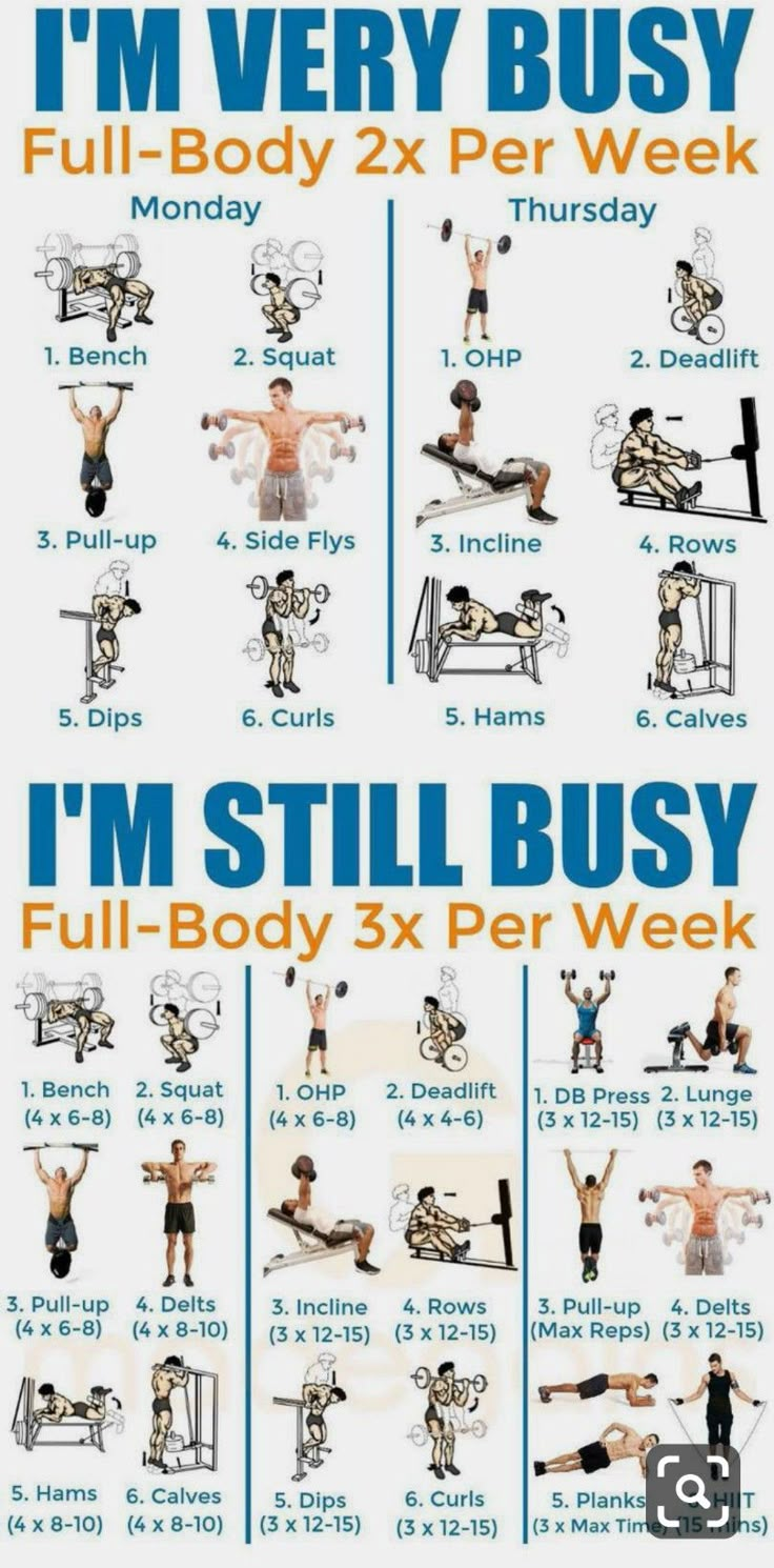 an exercise poster with the words i'm very busy, full body 2x per week