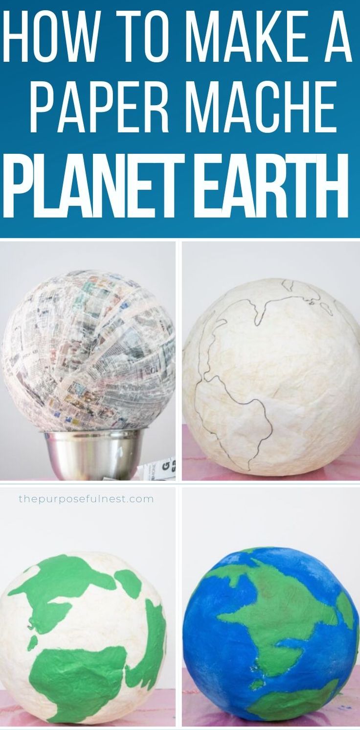 how to make a paper mache planet earth with pictures on it and text overlay that reads, how to make a paper mache planet earth