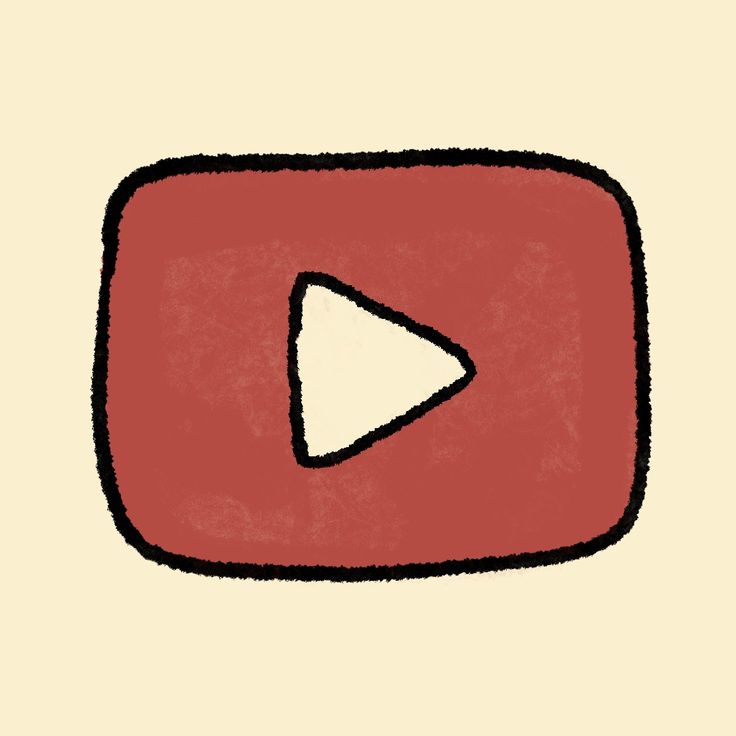 a drawing of a red play button with a white arrow on the bottom right corner