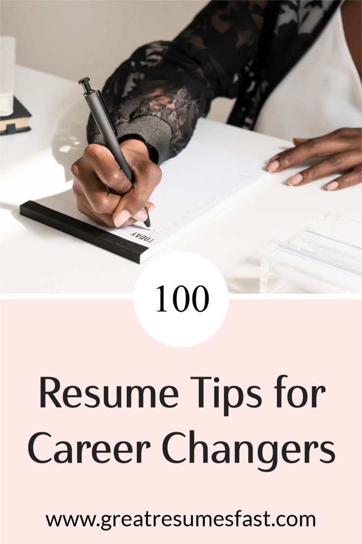 a woman writing on a piece of paper with the words resume tips for career changers