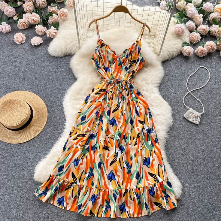 Floral printed v neck dressFabric: BlendedColor: orange,greenSize: (unit cm)S Bust 84 Waist 64 Hips 116 Skirt Length 105M Bust 88 Waist 68 Hips 120 Skirt Length 106L Bust 92 Waist 72 Hips 124 Skirt Length 107&ltp&gtXL Bust 96 Waist 76 Hips 128 Skirt Length 108</p>&ltbr/>&ltp&gtPlease check the size carefully when you placing the order</p>&ltbr/>&ltp&gtFor more pictures please contact us!</p>&ltbr/> Vibrant Fashion, Floral Dress Summer, Color Swatches, Dress 100, V Neck Dress, Floral Printed, Party Dresses, Skirt Length, Color Show