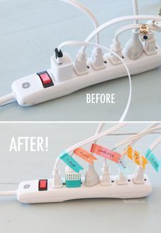 an electric toothbrush holder is being used as a power strip