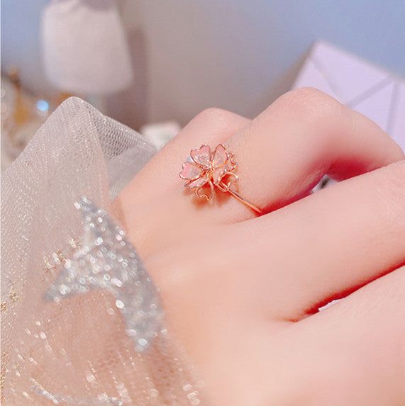 Pretty Sakura Ring PN4534 ●Size:adjustable ●Material:alloy. ●About Shipping: We attach great importance to the orders of each customer and parcel delivery. 1.Processing time: 2-3 business days. 2.Shipping time: 10-15 business days to US, please allow 3-4 weeks shipping to other country.(Shipping times can be affected by variable customs clearance times or public holidays.) Rose Gold Metal Rings For Wedding, Rose Gold Open Ring, Butterfly-shaped Open Metal Ring For Wedding, Dainty Rose Gold Metal Rings, Elegant Flower Shaped Metal Rings, Elegant Open Ring Metal Flower Ring, Adjustable Rose Gold Flower Ring For Promise, Elegant Adjustable Metal Flower Ring, Adjustable Rose Gold Flower Ring For Anniversary